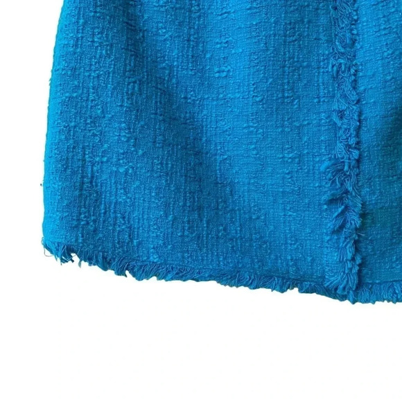 Proenza Schouler White Label Blue Tweed Fringe Mini Skirt Size 0 Cotton - Picture 6 of 11